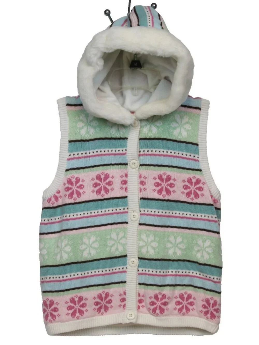2009 Gymboree Winter Ballerina Sweater Vest Lg 10/12 Mint Snowflake Fair Isle